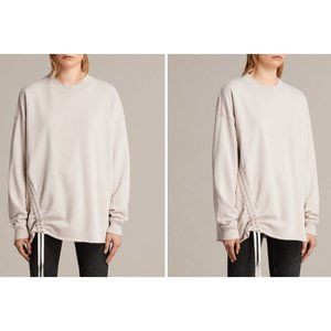 AllSaints Able Sweatshirt Jumper Oversized Cinchable Quartz Pink Beige S $160